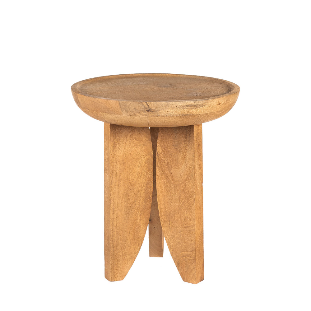 Jepara - Table d'appoint ronde en bois massif ø45cm - Couleur - Bois clair