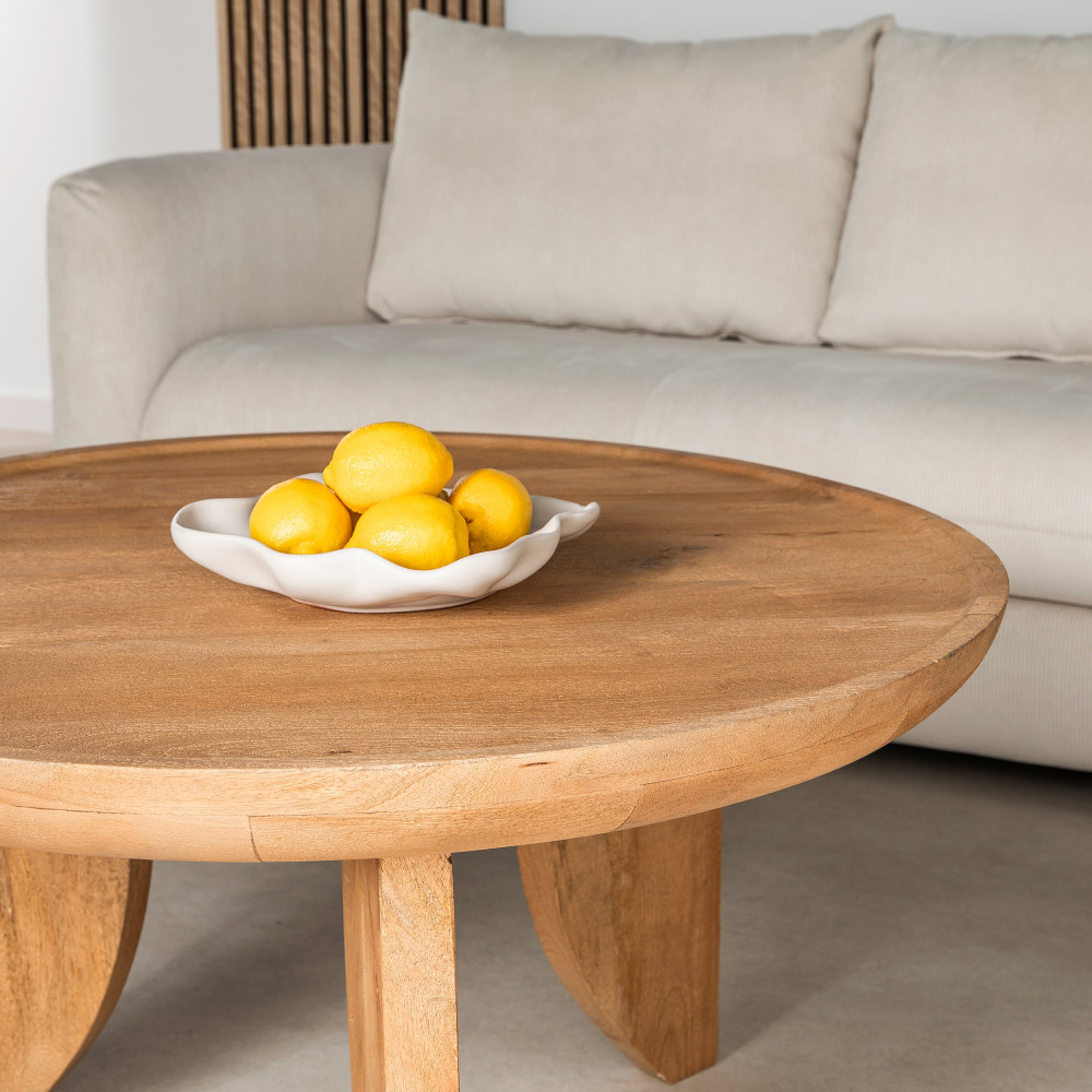 Table basse ronde en bois massif ø84cm Drawer - JEPARA