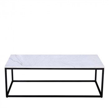 Saku - Table basse en marbre blanc et métal 120x65cm