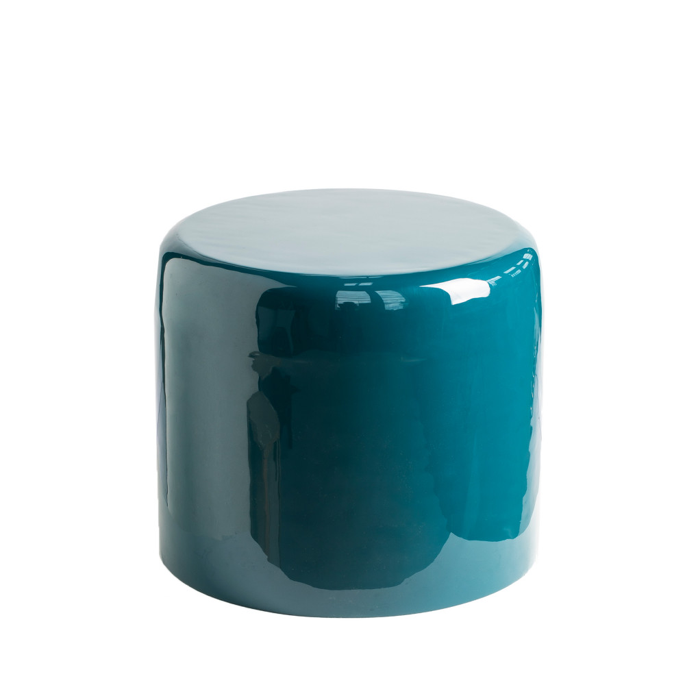 Pati - Table d'appoint ronde en aluminium émaillée ø43cm - Couleur - Bleu Canard