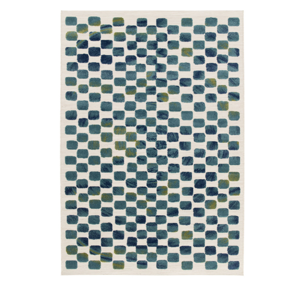 Addo II - Tapis intérieur et extérieur à motif géométrique - Couleur - Bleu, Dimensions - 160x230 cm
