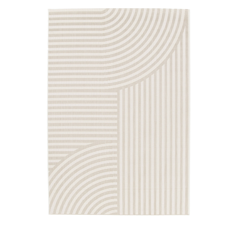 Bizana - Tapis d'extérieur à motif géométrique - Couleur - Beige, Dimensions - 160x230 cm