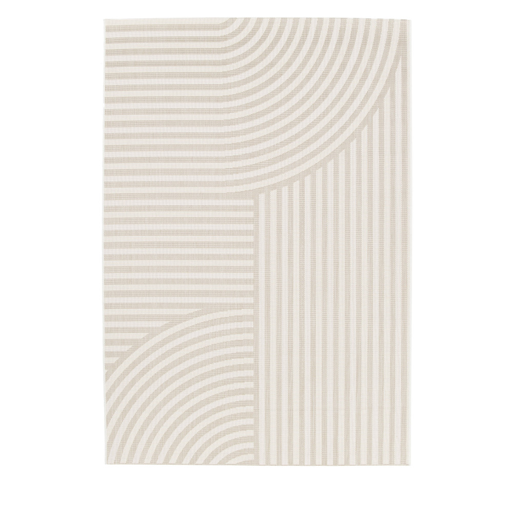 Bizana - Tapis d'extérieur à motif géométrique - Couleur - Beige, Dimensions - 120x170 cm