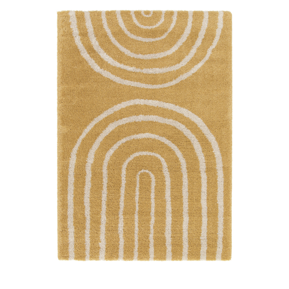 Victoria III - Tapis contemporain à motif géométrique - Couleur - Jaune moutarde, Dimensions - 120x1