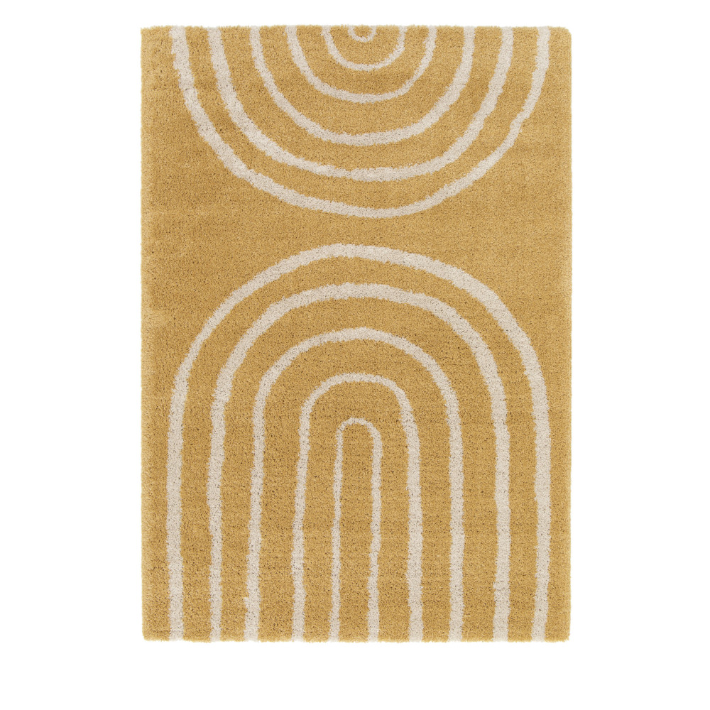 Victoria III - Tapis contemporain à motif géométrique - Couleur - Jaune moutarde, Dimensions - 160x2