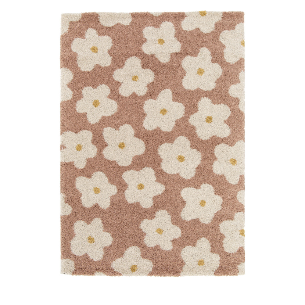 Flora I - Tapis contemporain à motif floral - Couleur - Vieux rose, Dimensions - 160x230 cm