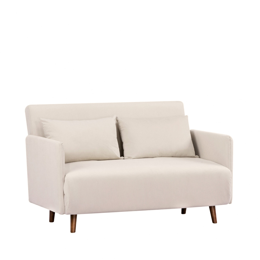 Belushi - Canapé convertible 2 places en velours côtelé (L120cm) - Couleur - Beige
