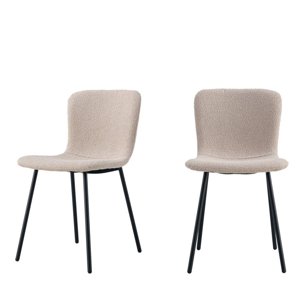 Halden - Lot de 2 chaises en tissu bouclette et métal - Couleur - Beige