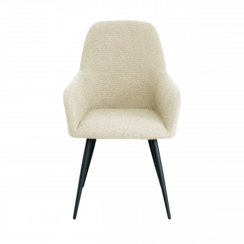 Harbo - Lot de 2 fauteuils de table en tissu bouclette et métal