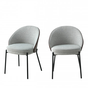 Canelas - Lot de 2 chaises en tissu et métal