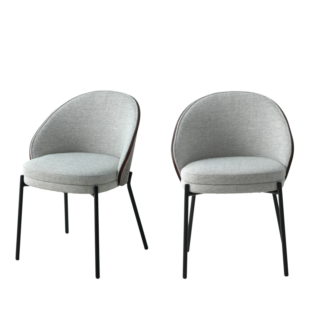Canelas - Lot de 2 chaises en tissu et métal - Couleur - Gris clair