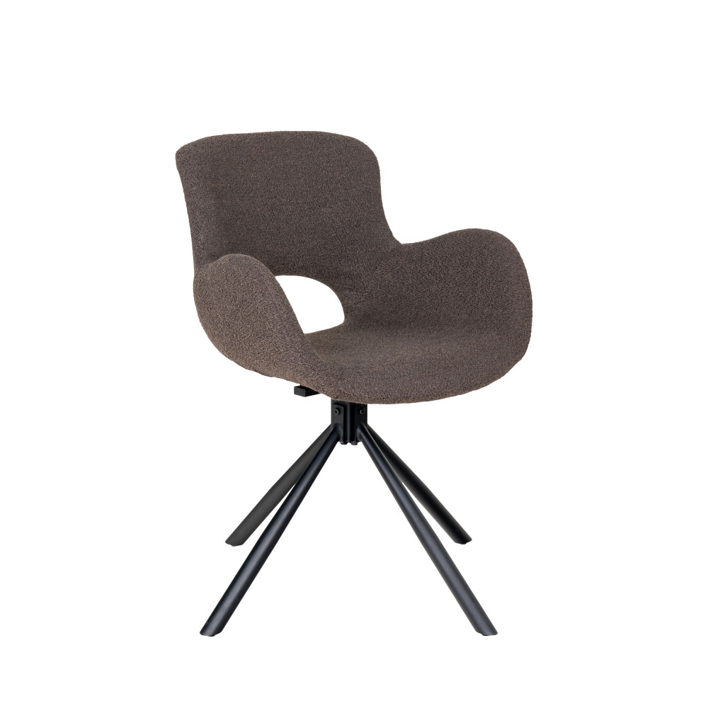 amorim - chaise de bureau en tissu bouclette et métal - couleur - marron
