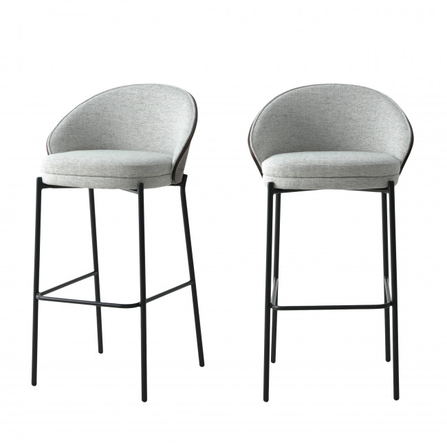 Canelas - Lot de 2 chaises de bar en tissu et métal