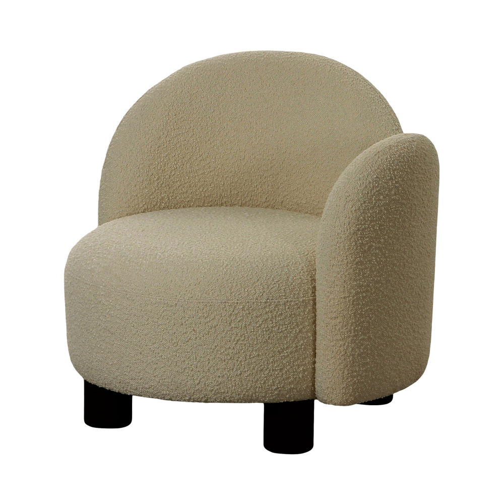 honolulu - fauteuil accoudoir droit en tissu bouclette - couleur - ecru