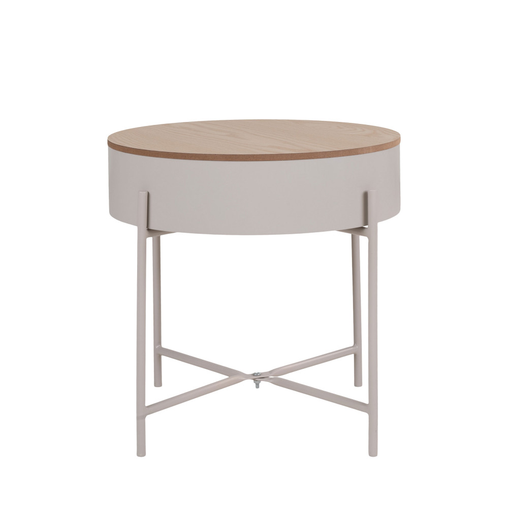 Sisco - Table d'appoint en bois et métal ø40cm - Couleur - Beige
