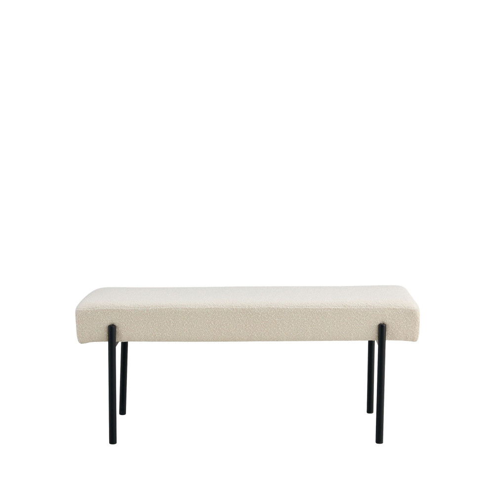 Swindon - Banc en tissu bouclette et métal L100cm - Couleur - Blanc