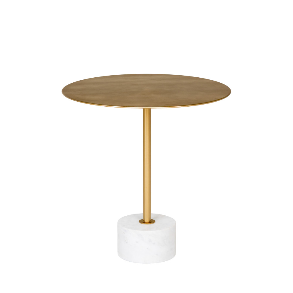 Lecco - Table d'appoint en effet laiton et marbre ø51cm - Couleur - Laiton