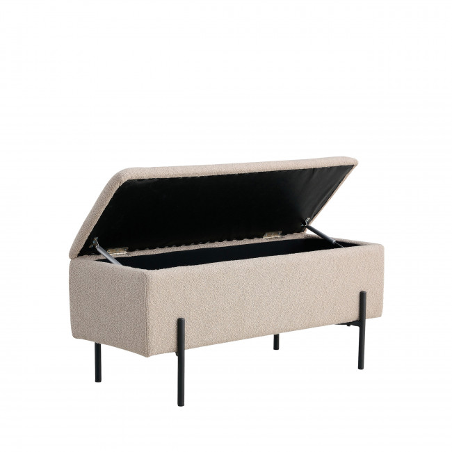 Watford - Banc coffre en tissu bouclette et métal L95cm