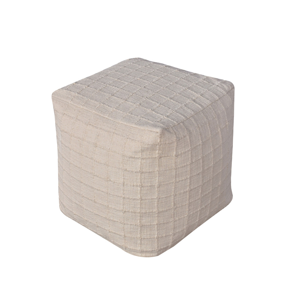 Guna - Pouf carré avec motifs carrés en surpiqûre 40x40cm - Couleur - Beige