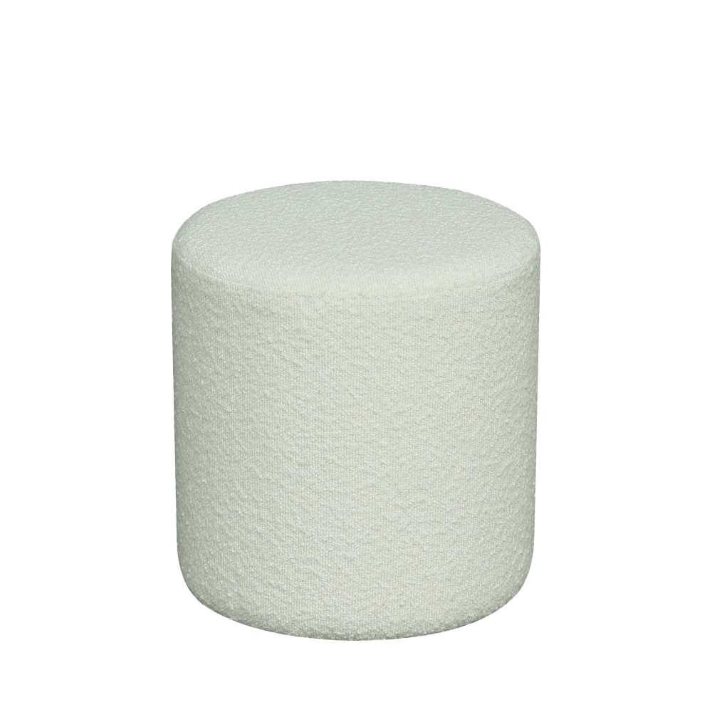 Ejby - Pouf rond en tissu bouclette ø34cm - Couleur - Blanc