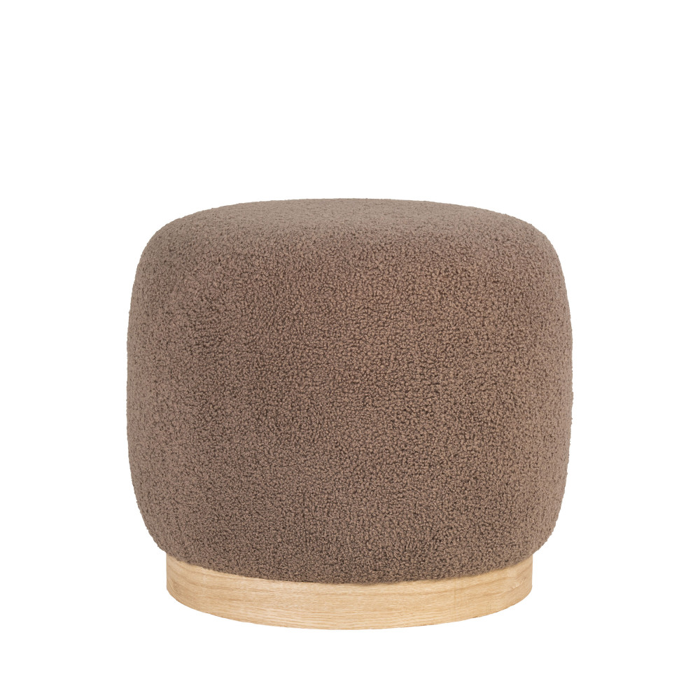 Belfort - Pouf rond en tissu bouclette ø44,5cm - Couleur - Marron