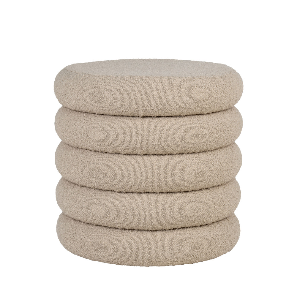 brooklyn - pouf coffre rond en tissu bouclette ø44cm - couleur - beige