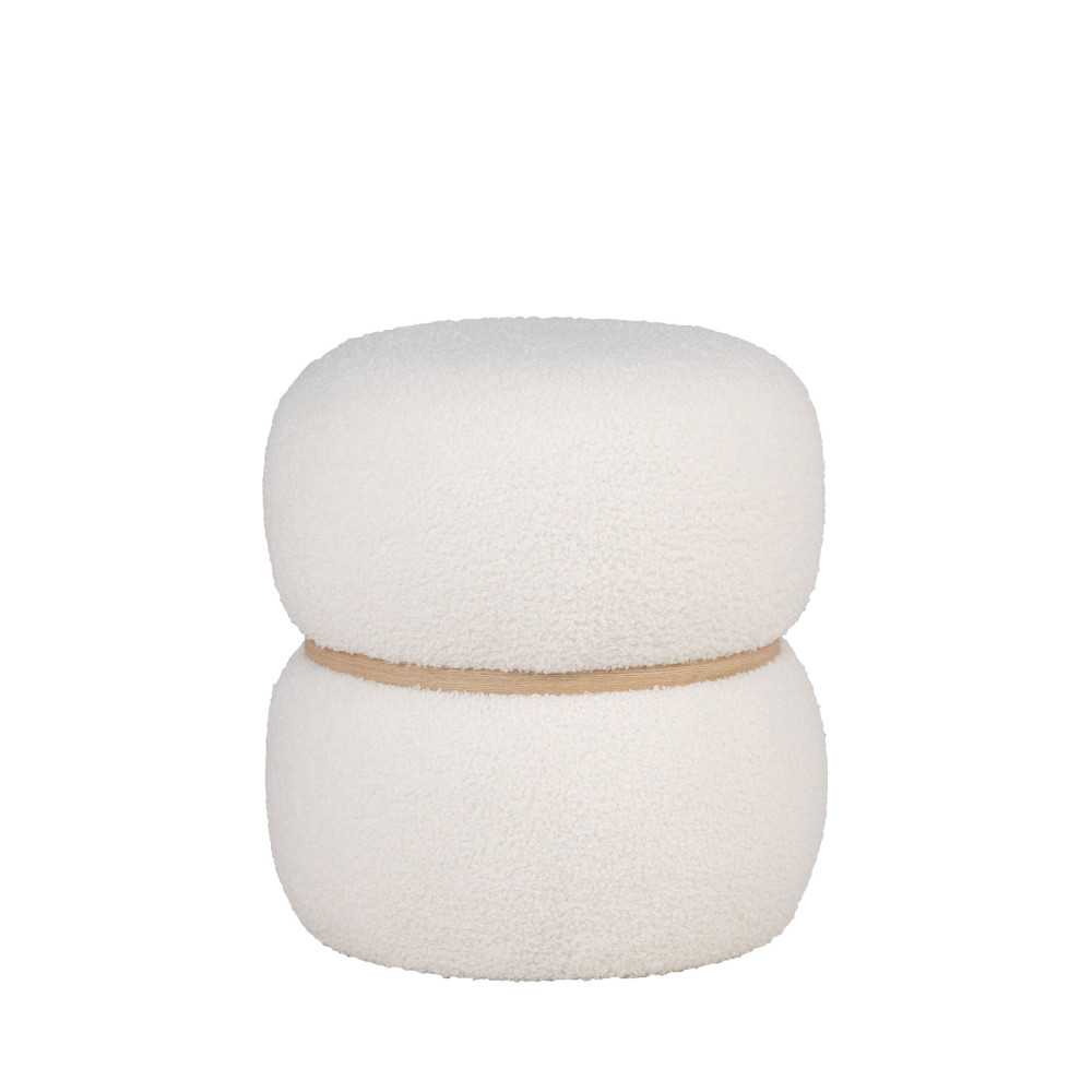 Milford - Pouf rond en tissu bouclette ø38cm - Couleur - Blanc