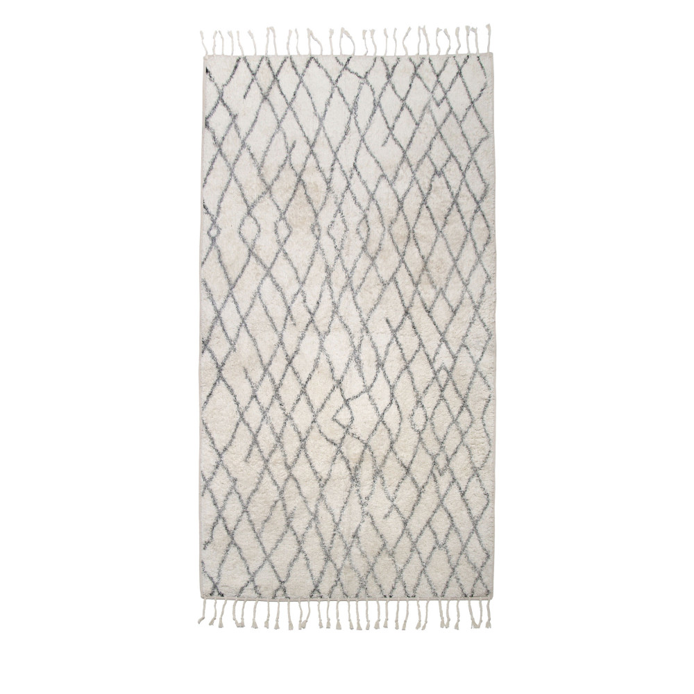 Naciria II - Tapis de bain d'inspiration berbère en coton - Couleur - Ecru, Dimensions - 175x90 cm