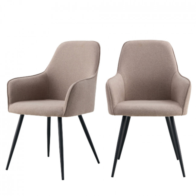 Harbo - Lot de 2 fauteuils de table en tissu et métal