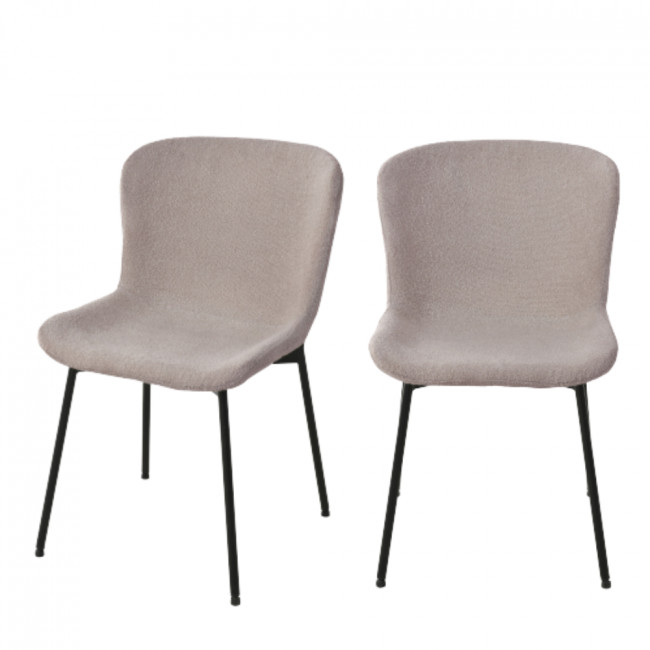 Maceda - Lot de 2 chaises en tissu bouclette et métal