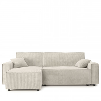 Clémence - Canapé d'angle réversible convertible en velours côtelé avec coffre L251cm