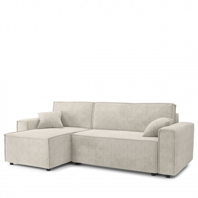 Clémence - Canapé d'angle réversible convertible en velours côtelé avec coffre L251cm