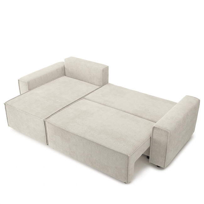 Clémence - Canapé d'angle réversible convertible en velours côtelé avec coffre L251cm
