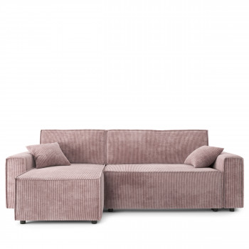 Clémence - Canapé d'angle réversible convertible en velours côtelé avec coffre L251cm
