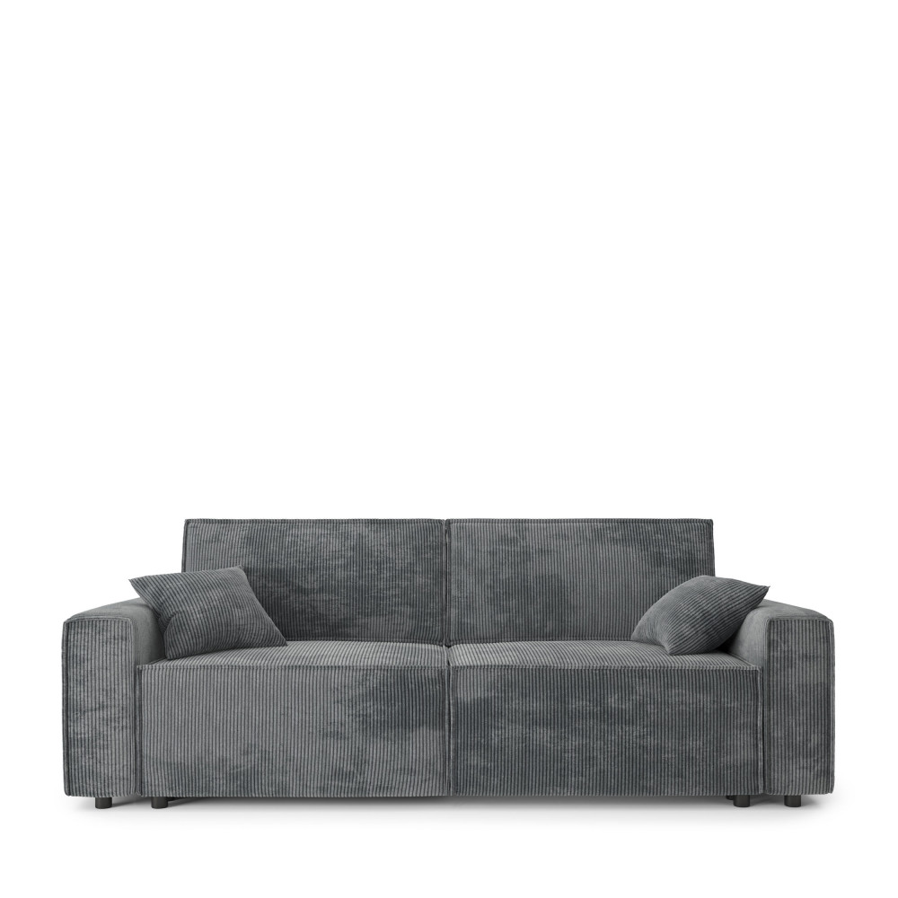 Clémence - Canapé convertible en velours côtelé avec coffre L230cm - Couleur - Gris