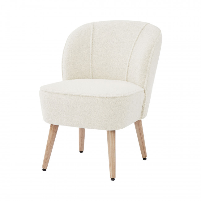 Douve - Fauteuil en tissu bouclette et bois