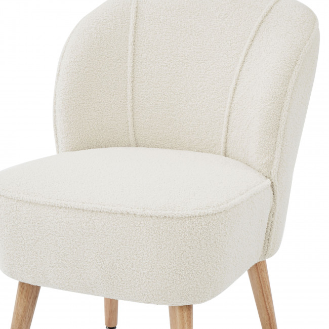 Douve - Fauteuil en tissu bouclette et bois