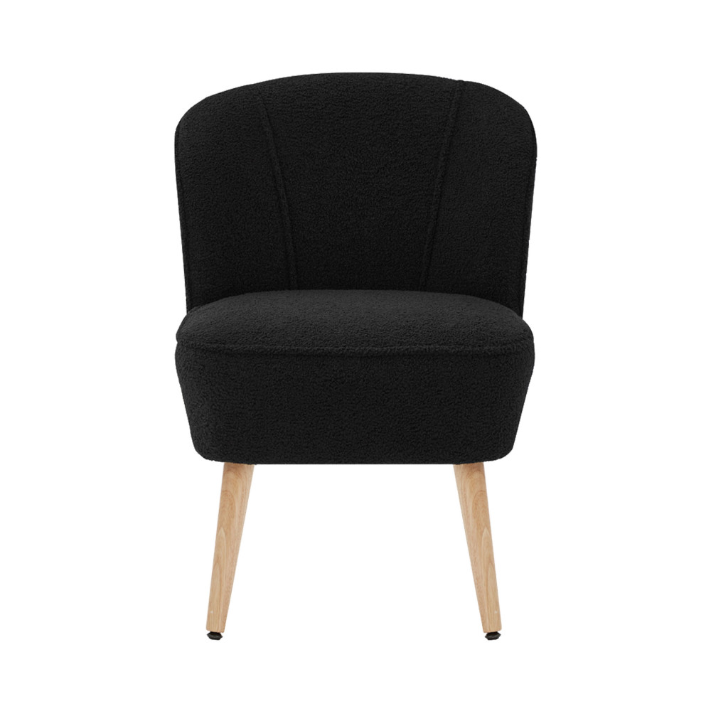 Douve - Fauteuil en tissu bouclette et bois - Couleur - Noir