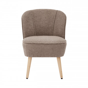 Douve - Fauteuil en tissu bouclette et bois