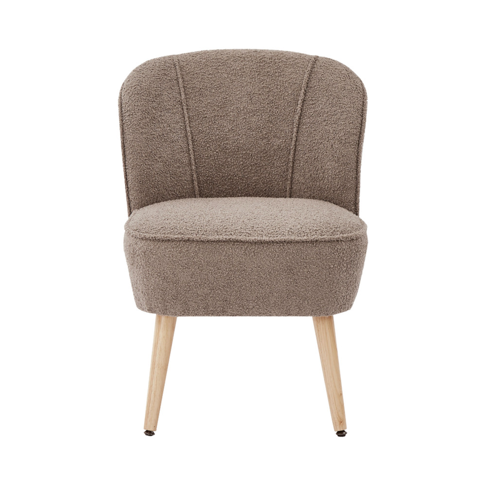 Douve - Fauteuil en tissu bouclette et bois - Couleur - Taupe