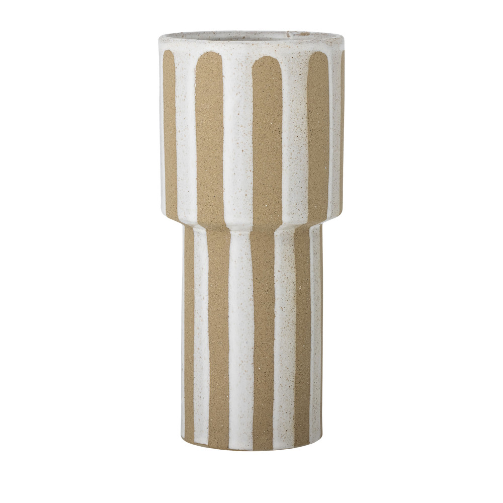 Awah - Vase en grès à rayures - Couleur - Beige