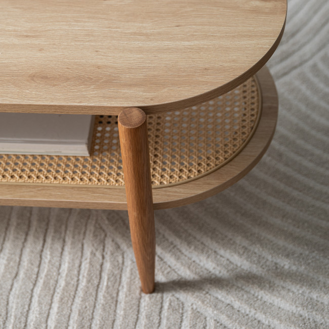 Ellos - Table basse en bois et cannage