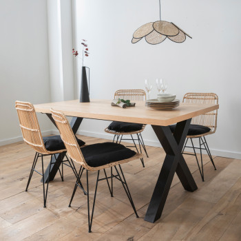 Osby - Table à manger en bois piètement en X 160x90cm