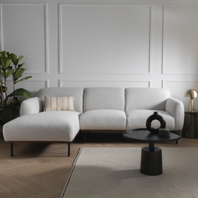 Nilsa - Canapé d'angle gauche en tissu bouclette L240cm