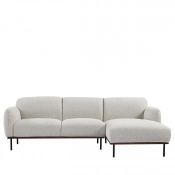 Nilsa - Canapé d'angle droit en tissu bouclette L240cm