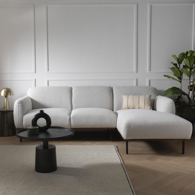 Nilsa - Canapé d'angle droit en tissu bouclette L240cm