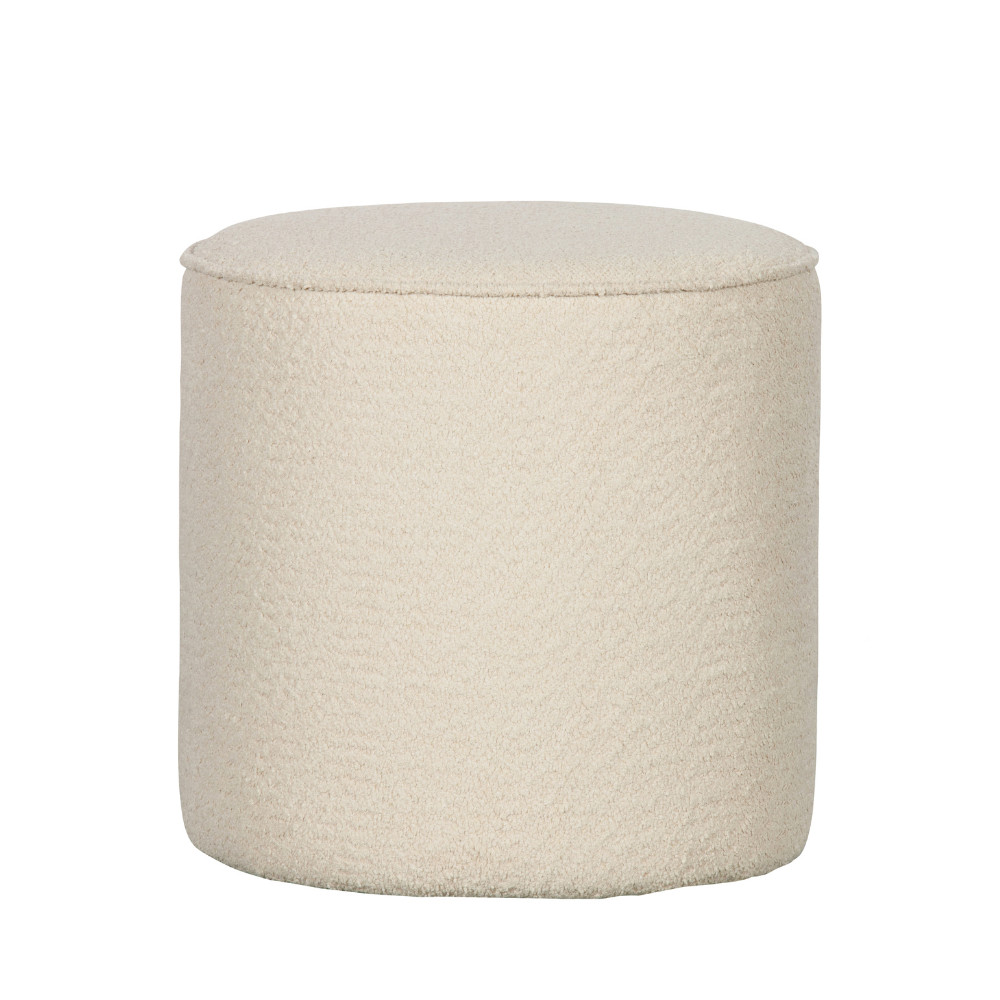 Sara - Pouf rond en tissu bouclette ø46cm - Couleur - Ecru