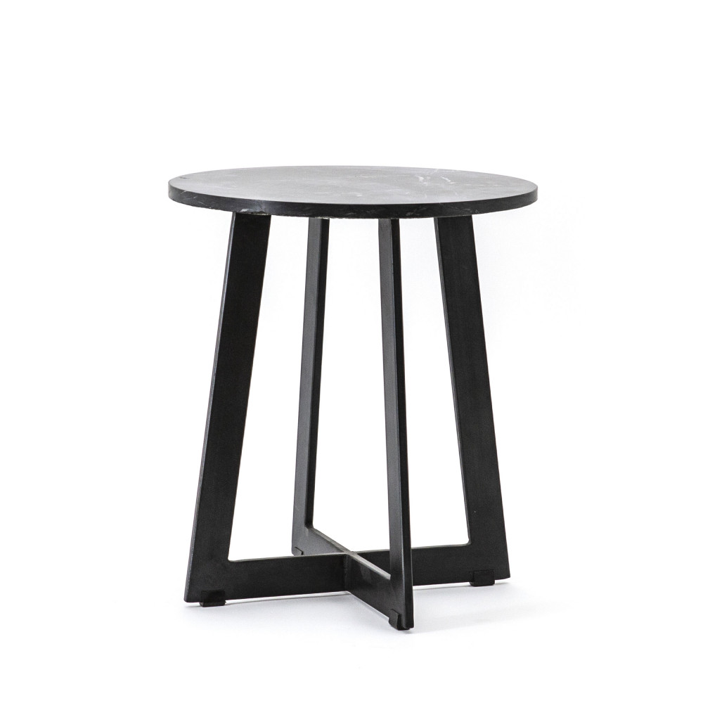 Major - Table d'appoint en marbre et métal ø45cm - Couleur - Noir