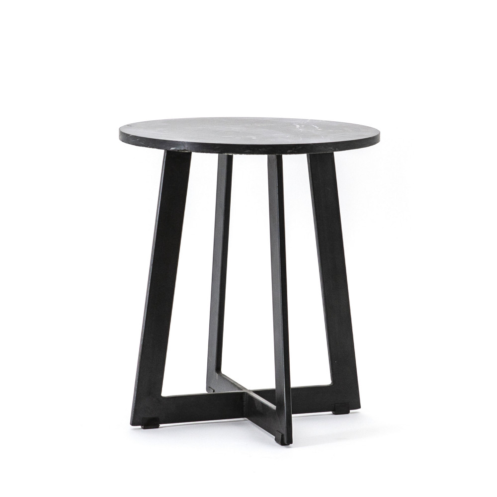 major - table d'appoint en marbre et métal ø45cm - couleur - noir