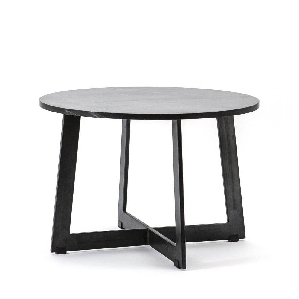 major - table basse en marbre et métal ø60cm - couleur - noir